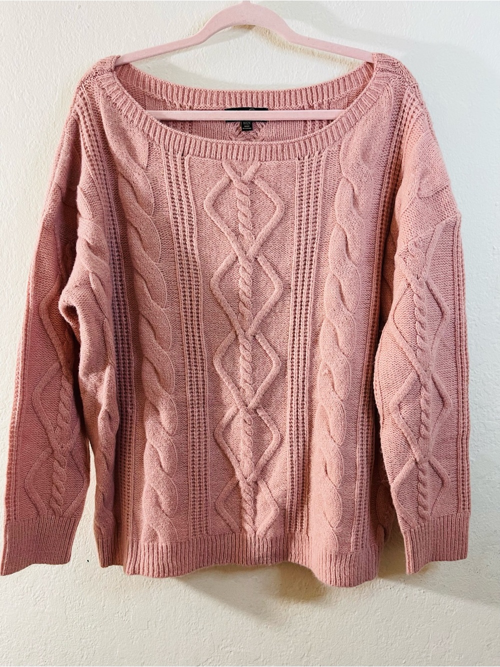 Suzanne Betro Rose Cable Knit Scoop Neck Sweater Women 1X/2X Old Money Preppy